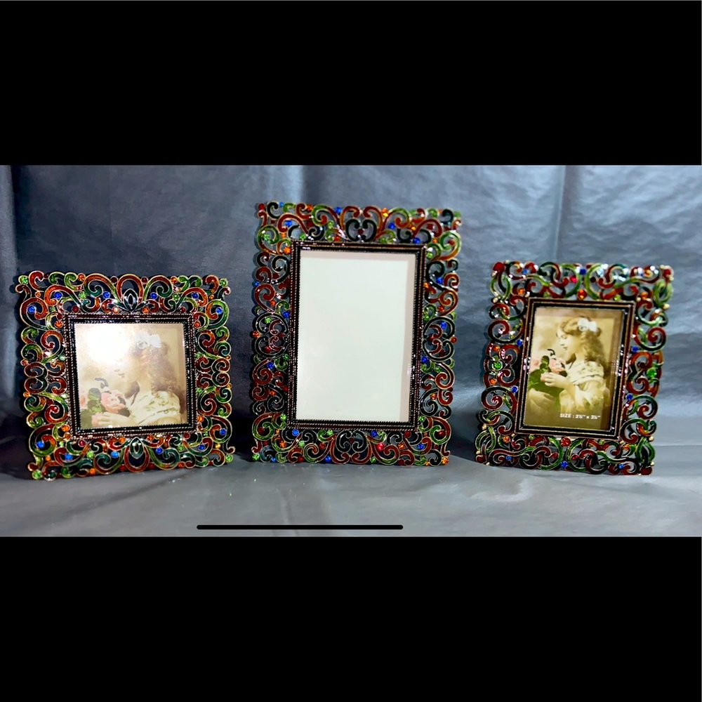 TIZO Crystal Jeweled 3pc picture frame set